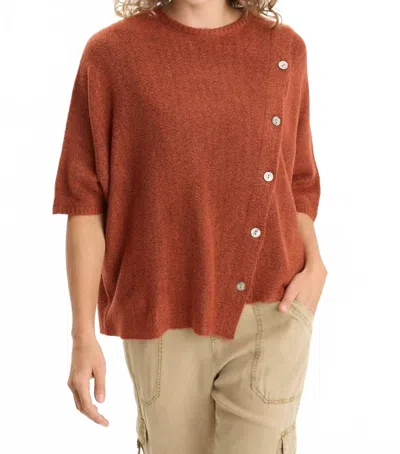 Xcvi Asymmetrical Button Detail Knit Poncho Top In Caramel In Transparent