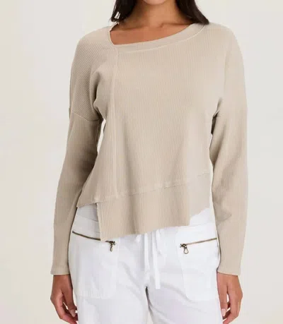 Xcvi Asymmetrical Ribbed Knit Long Sleeve Tee In Oat In Neutral
