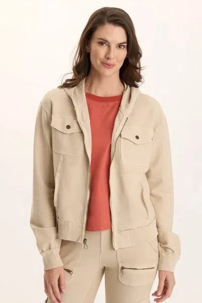 Xcvi Balfore Twill Knit Hooded Bomber Jacket In Park Avenue In Multi