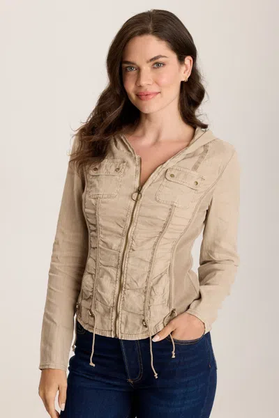 Xcvi Balvino Linen Ruched Cord Jacket In Sand