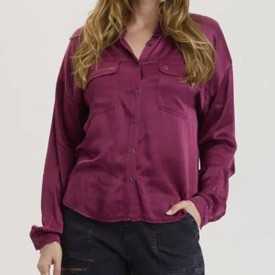 Xcvi Baris Snap-up Shirt In Mulberry In Burgundy