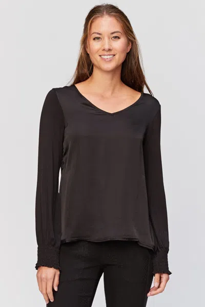 Xcvi Bluma V-neck Top In Black