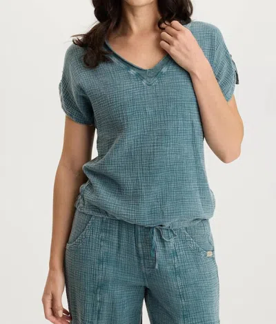 Xcvi Bower V-neck Tee In Tideworn In Blue