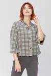 Xcvi Boxy Plaid Blazer In Grey