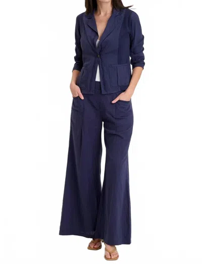 Xcvi Brayden Cotton Linen One-button Blazer In Navy In Blue
