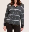 Xcvi Bullock V Neck Waffle Knit Pullover In Greyscale In Grey