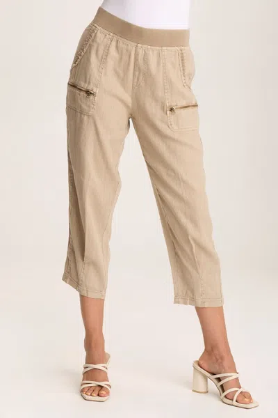 Xcvi Camden Linen Tapered Crop Pant In Beige