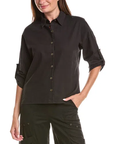 Xcvi Carrie Linen-blend Shirt In Black