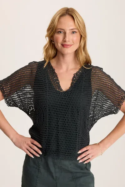 Xcvi Centre Crochet Layered Top In Green