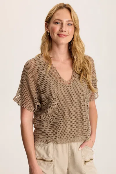 Xcvi Centre Crochet Layered Top In Sand
