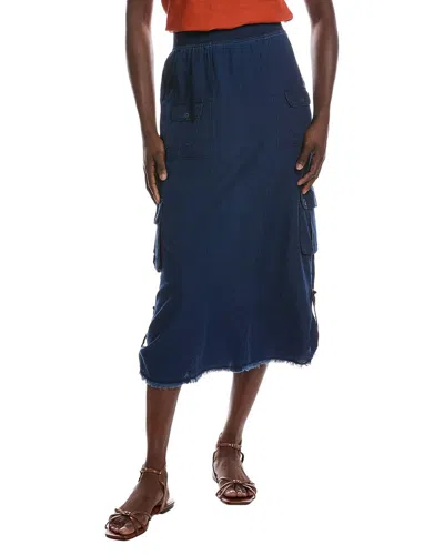 Xcvi Chesney Linen-blend Midi Skirt In Blue