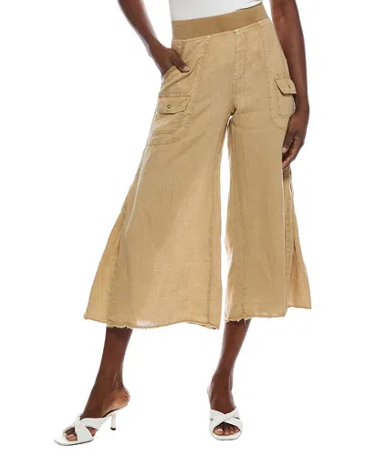 Xcvi Contina Crop Linen Pant In Brown