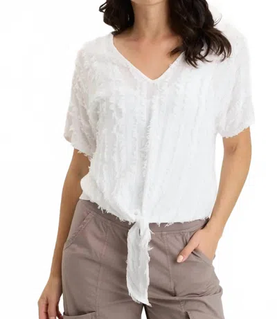 Xcvi Curine V-neck Tie-front Tee In White