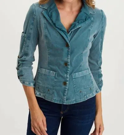 Xcvi Darwin Jacket In Distress Wash Tideworn In Blue