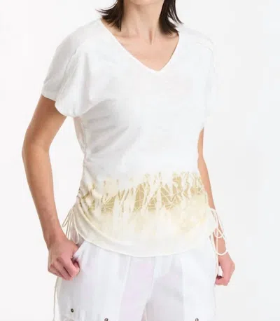 Xcvi Diggory Cinched Cord V-neck Jersey Tee In White