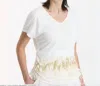 Xcvi Diggory Cinched Cord V-neck Jersey Tee In Multi