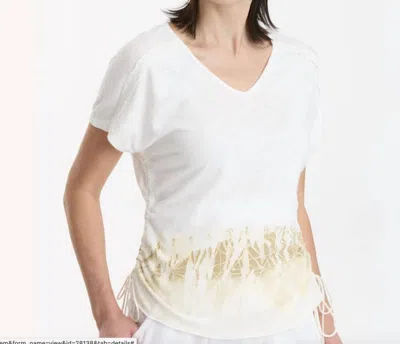 Xcvi Diggory Cinched Cord V-neck Jersey Tee In White