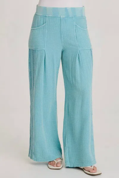 Xcvi Elu Gauze Lace Trim Wide Leg Pant In Distressed Waterfall In Blue