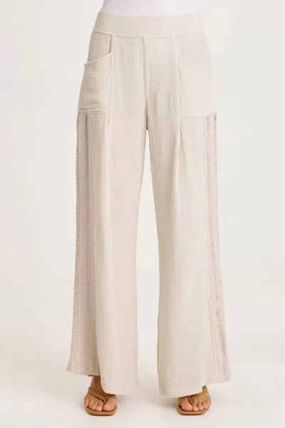 Xcvi Elu Gauze Lace Trim Wide Leg Pant In Sonic Silver In Blue
