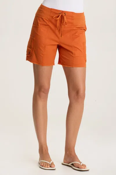 Xcvi Erna Poplin Multi-pocket Short In Orange