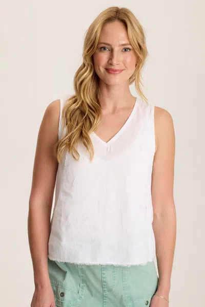 Xcvi Estine Linen V-neck Tank Top In White