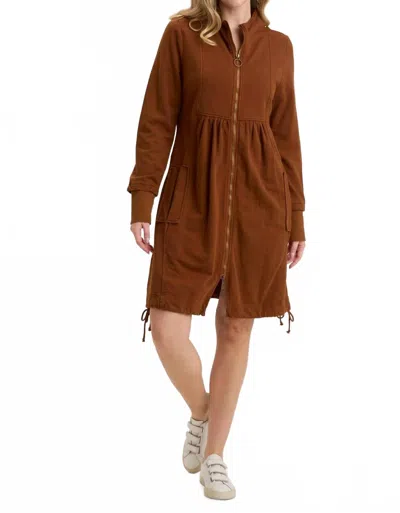 Xcvi Fleece Funnel-neck Longcoat In Russet Pigment In Brown