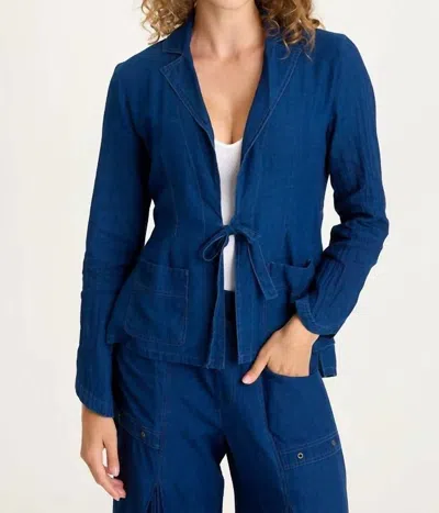 Xcvi Floris Tulip Cut Sleeve Hem Jacket In Sluice Wash In Blue