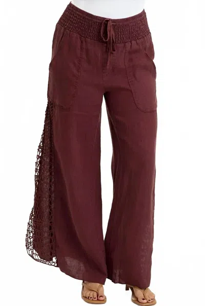 Xcvi Garcia Pull On Drawstring Pants In Briar Wood In Burgundy