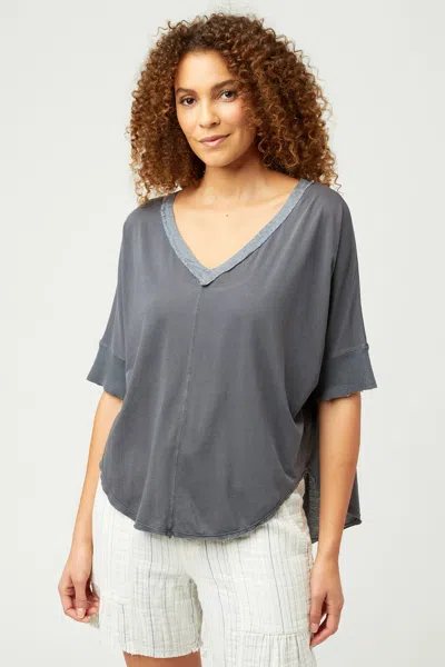 Xcvi Gardiner Banded Sleeve Top In Blue