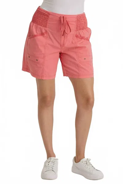Xcvi Greta Poplin Smocked-waist Short In Retrograde Pigment Fuchsia In Pink