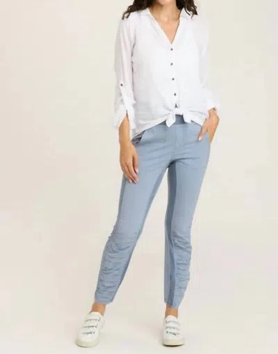 Xcvi High Waist Twill Pants In Denim Blue