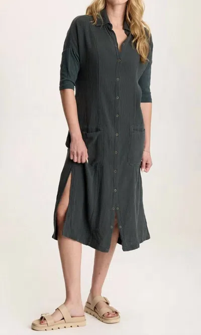 Xcvi Hogue Gauze Duster Dress In Silken Pine Pigment In Black