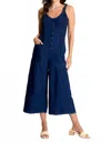 Xcvi Jalila Mock-denim Indigo Twill Jumpsuit In Sluice Wash In Blue