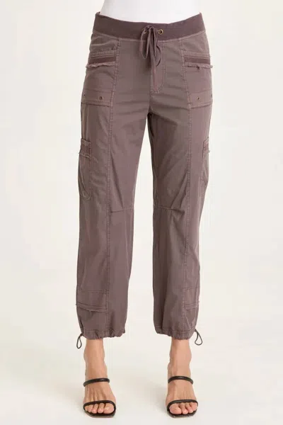 Xcvi Jannik Poplin Cinch Hem Cargo Pants In Virtuoso In Brown