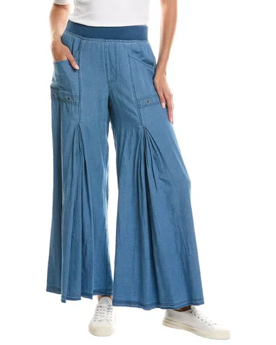 Xcvi Jerona Linen-blend Wide Leg Pant In Blue