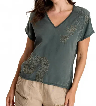 Xcvi Jolina V-neck Tee In Silken Pine Pigment In Multi