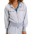 Xcvi Karney Distressed Zip Bomber Jacket In Spry Blue In Multi