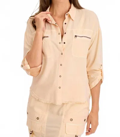 Xcvi Knapp Button-up Top In Antique Scroll In Metallic