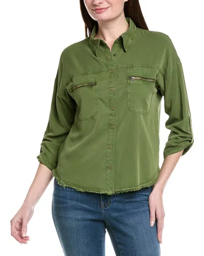 Xcvi Knapp Button-up Top In Green