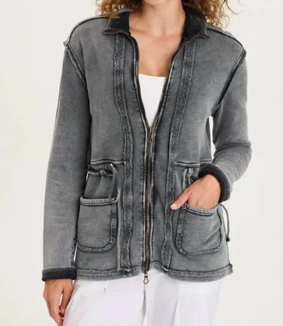 Xcvi Lemont Fleece Jacket In Distress Wash Black In Gray