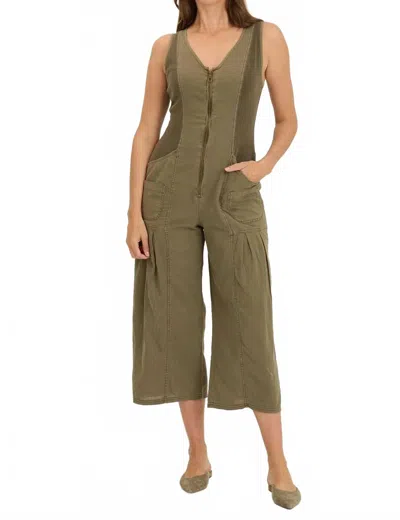 Xcvi Linen Macgowan Jumpsuit In Kombu Pigment In Green