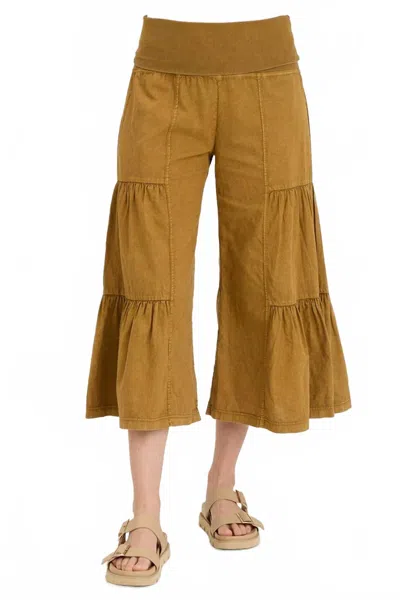 Xcvi Linen Side-tier Palazzo Pants In Ochre In Brown