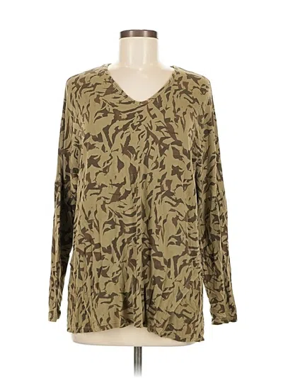 Pre-owned Xcvi Long Sleeve Henley Shirt In Brown