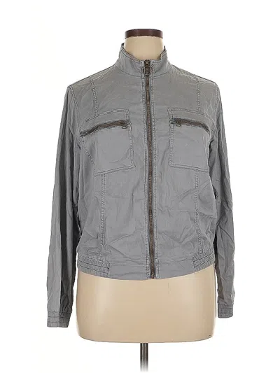 Pre-owned Xcvi Long Sleeve Top Gray Mock Neckline Tops