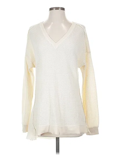 Pre-owned Xcvi Long Sleeve Top Ivory V Neck Tops In White