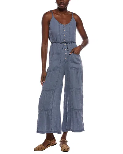 Xcvi Macauley Crop Linen Jumpsuit In Blue