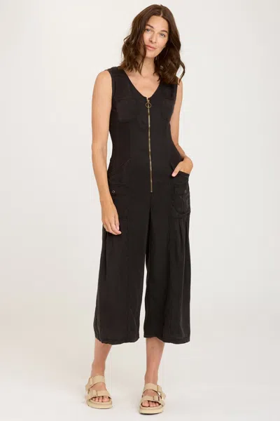 Xcvi Linen Macgowan Wide Leg Cargo Jumpsuit In Black