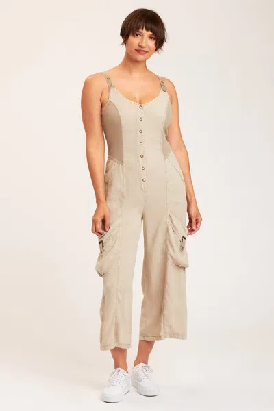 Xcvi Malcolm Crop Jumpsuit In Beige