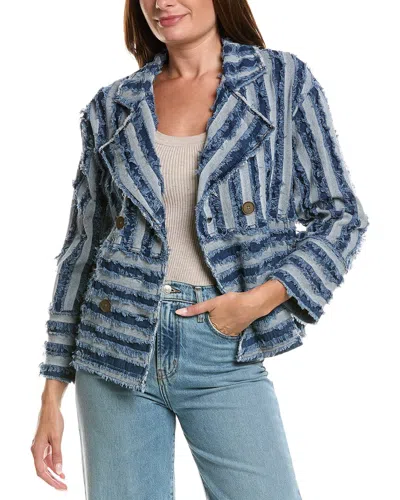 Xcvi Mavie Shredded Denim Jacket In Indigo In Blue