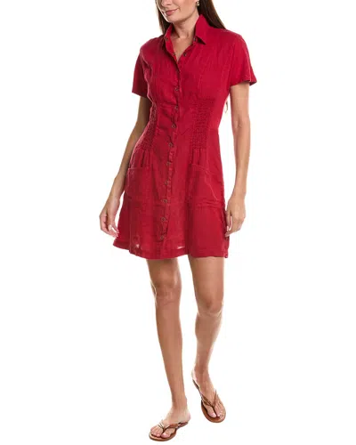 Xcvi Mikel Linen Shirtdress In Red